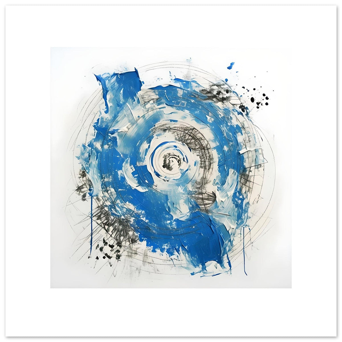 Abstract Blue & White Impasto Art Print