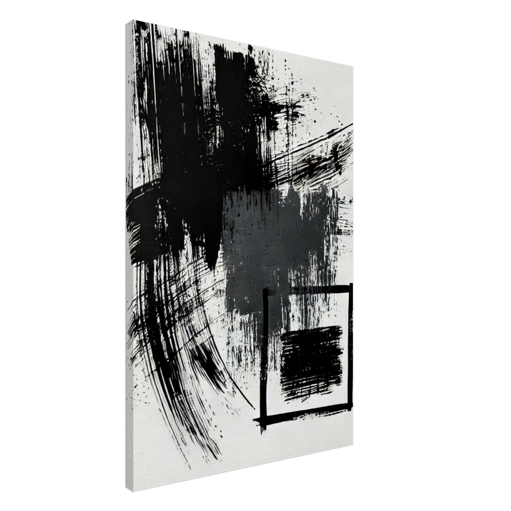 Minimal Abstract Wall Art  - Bold Black Brushstroke Canvas