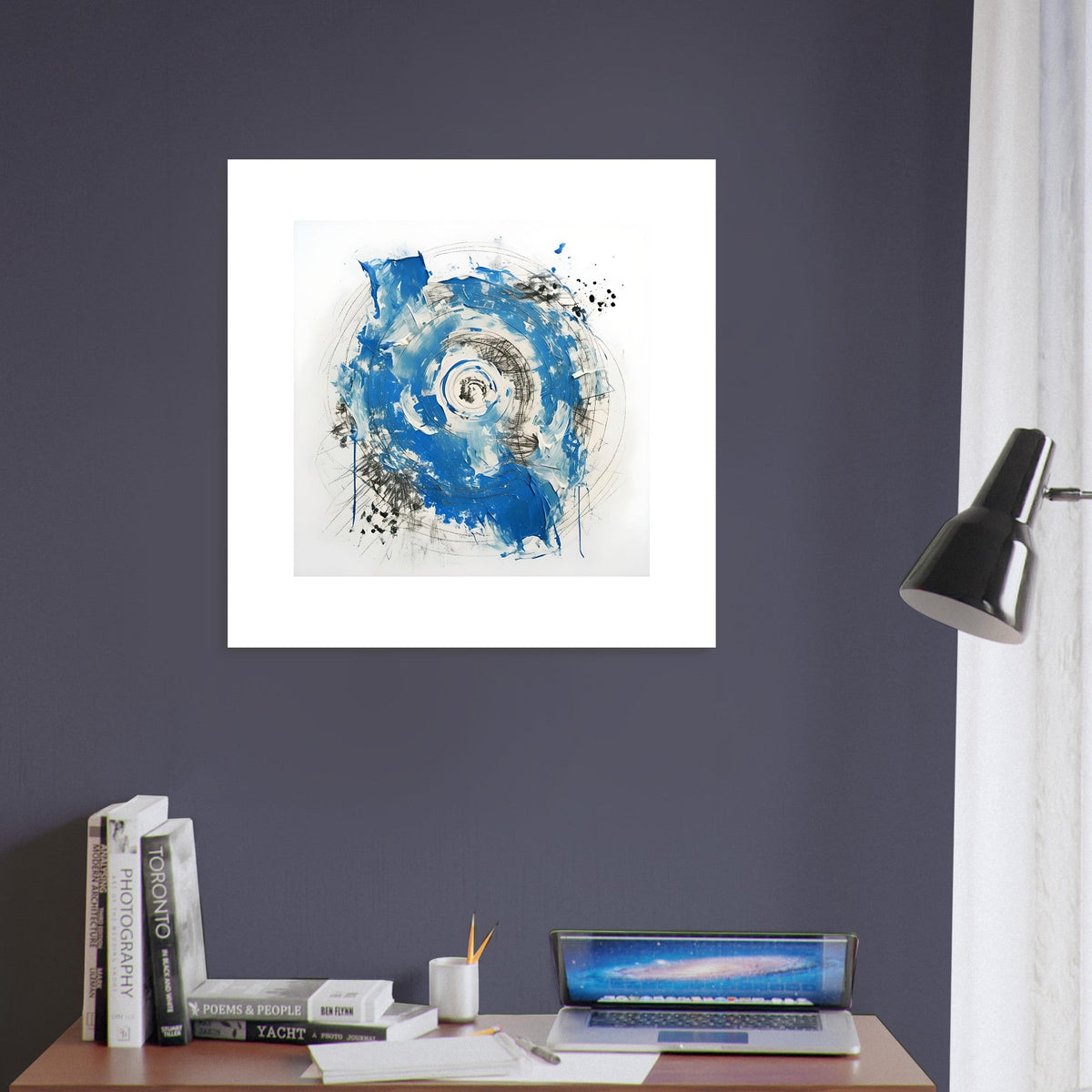 Abstract Blue & White Impasto Art Print