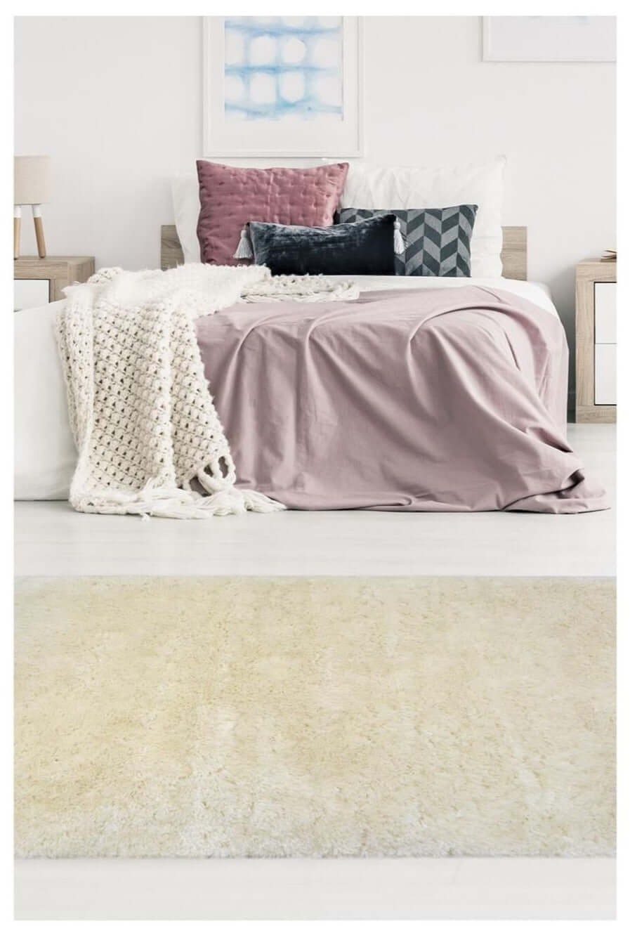 Soft Washable Ivory Shaggy Rug | SA-01
