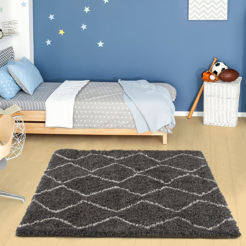 Moroccan Dark Grey Shaggy Rug | 840