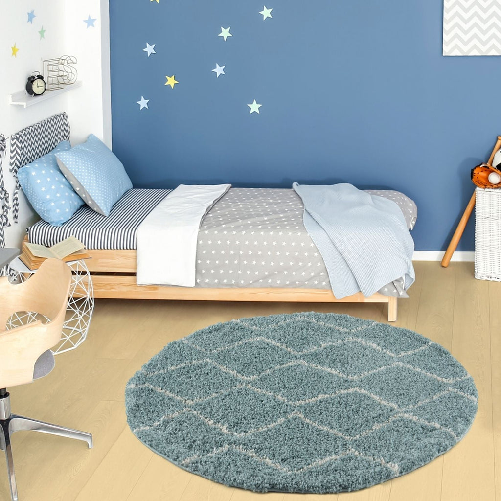Moroccan Duck Egg Blue Shaggy Rug | 850