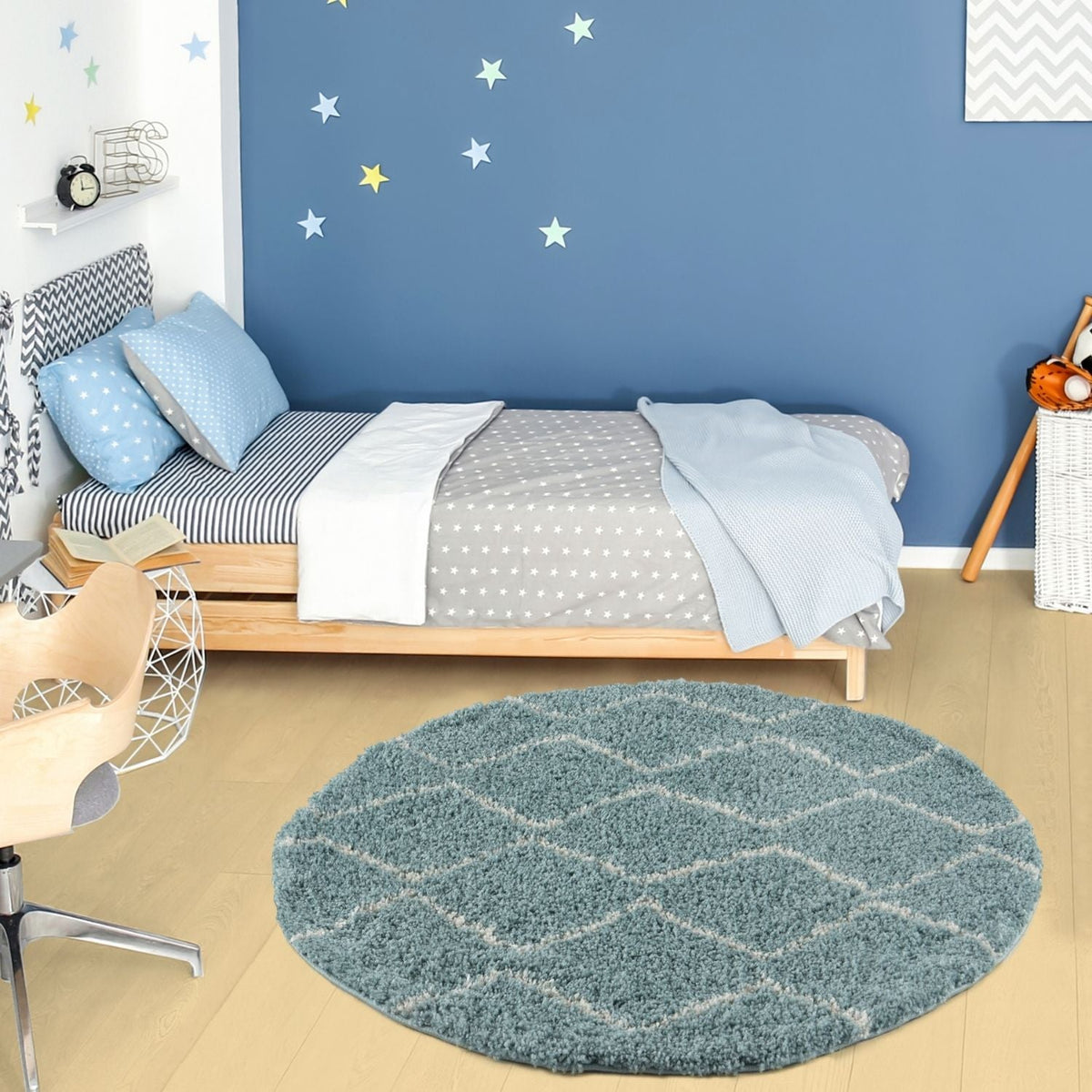 Moroccan Duck Egg Blue Shaggy Rug | 850
