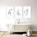 Bathroom Prints Set of 3 | Botanical Wall Art UK