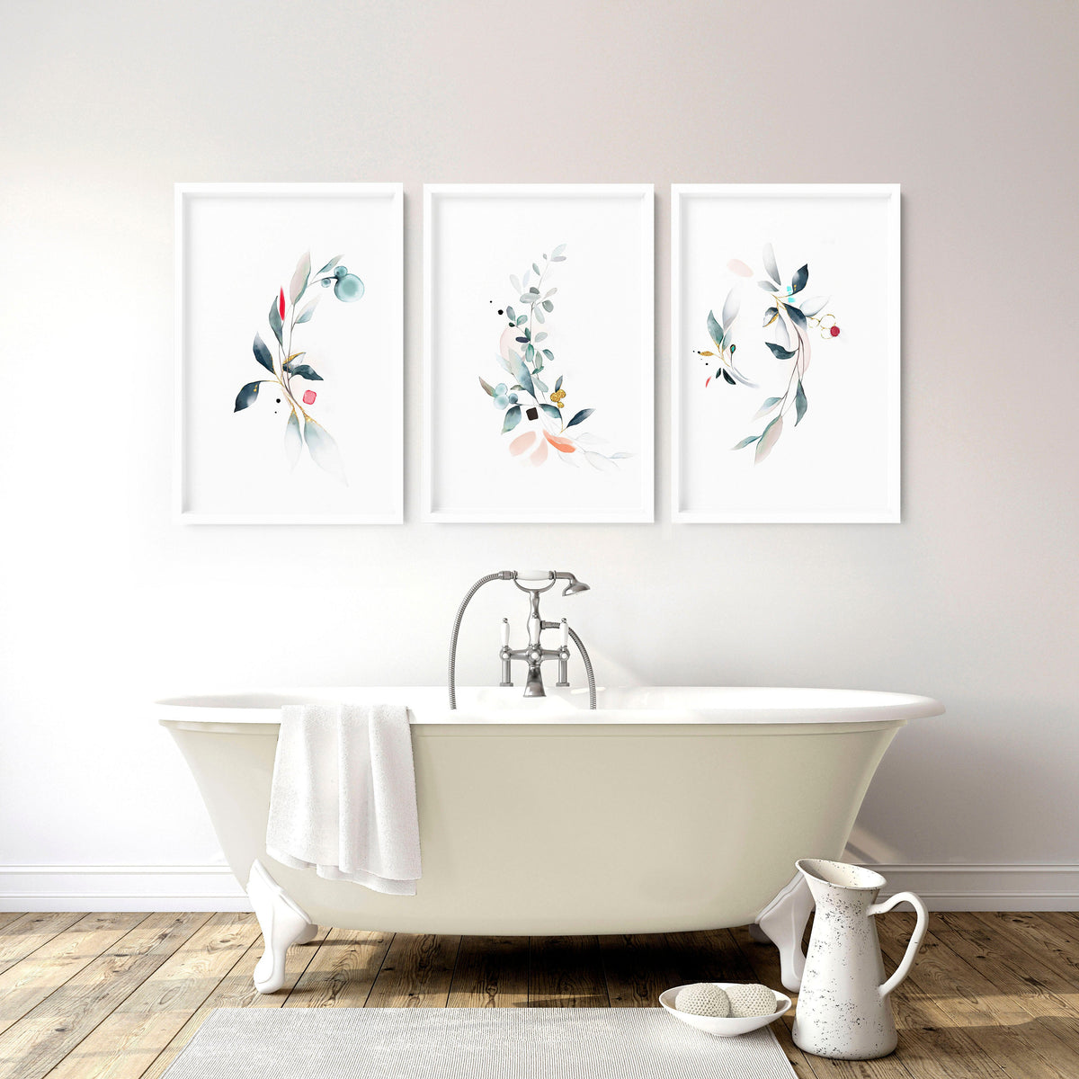 Bathroom Prints Set of 3 | Botanical Wall Art UK
