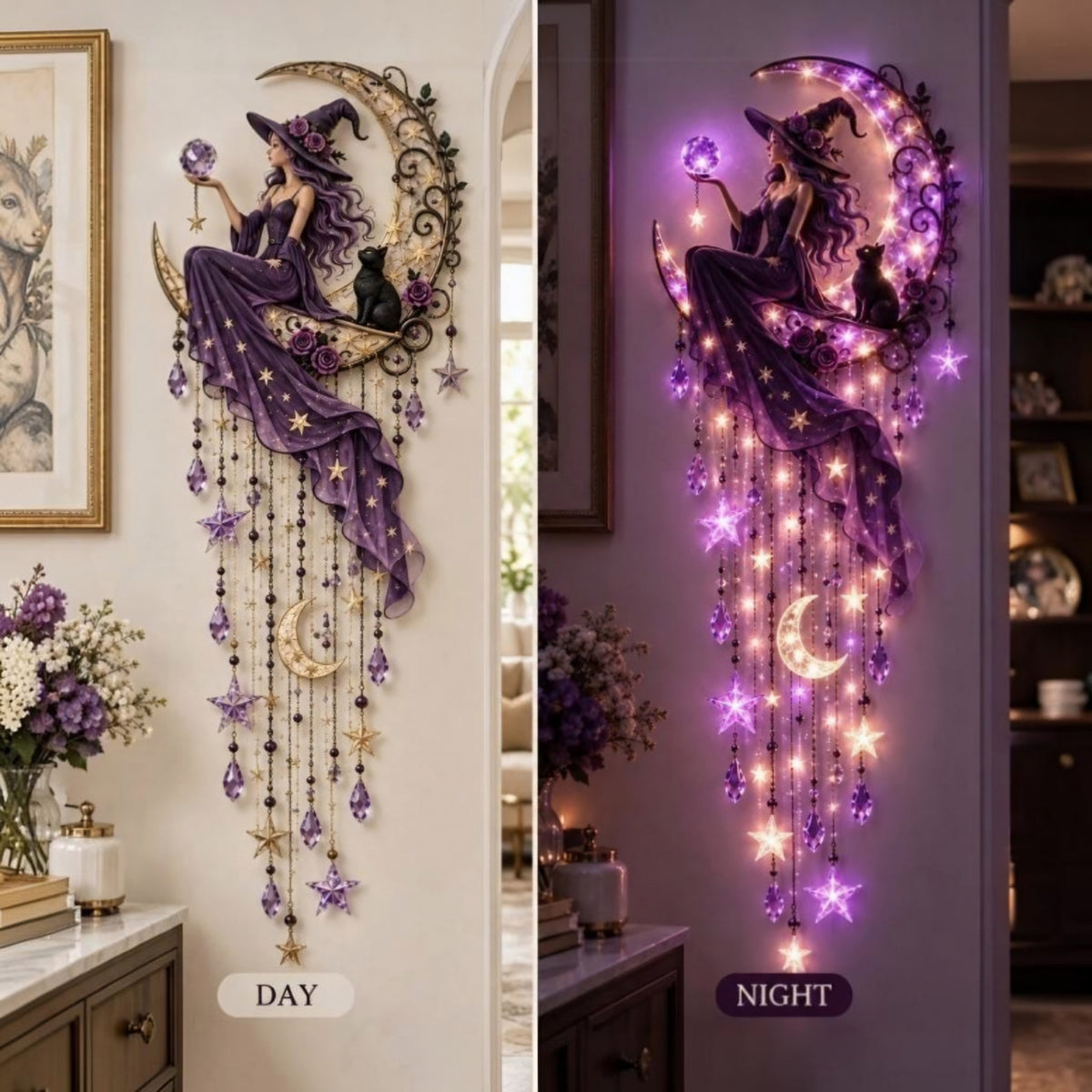 Halloween Home Art Ambiance Witch-themed Wall Lamp