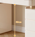 White kitchen cabinet with a measurement of 59cm on a neutral background