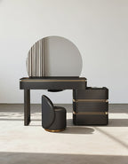 Grant Dressing Table With Big LED Mirror, Black/Cream