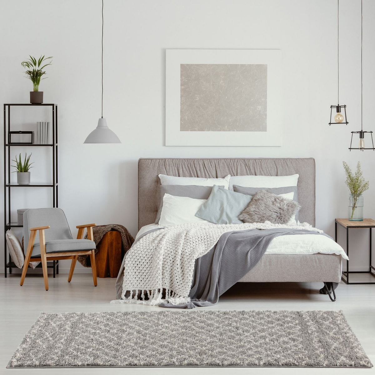 Moroccan Grey Shaggy Rug | 910