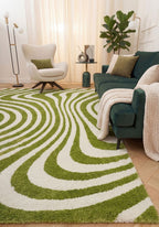Joli Striped Green & White Rug