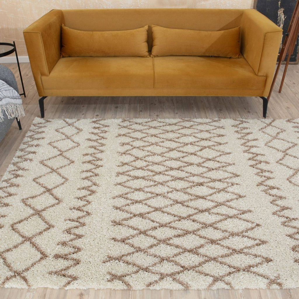Moroccan Ivory Beige Shaggy Rug | 930