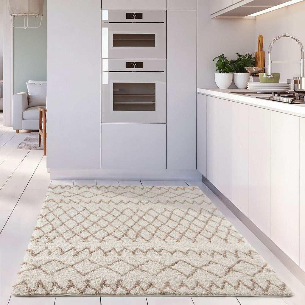 Moroccan Ivory Beige Shaggy Rug | 930