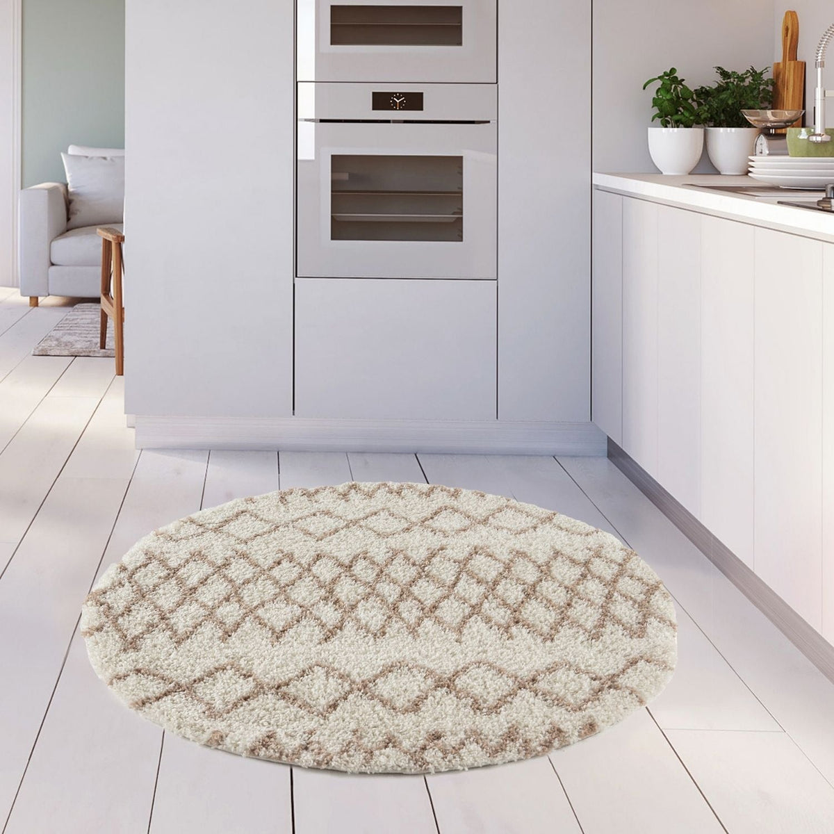 Moroccan Ivory Beige Shaggy Rug | 930