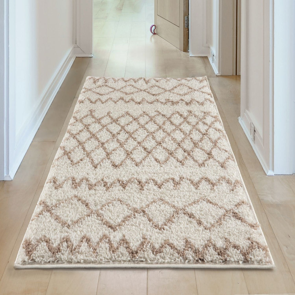 Moroccan Ivory Beige Shaggy Rug | 930