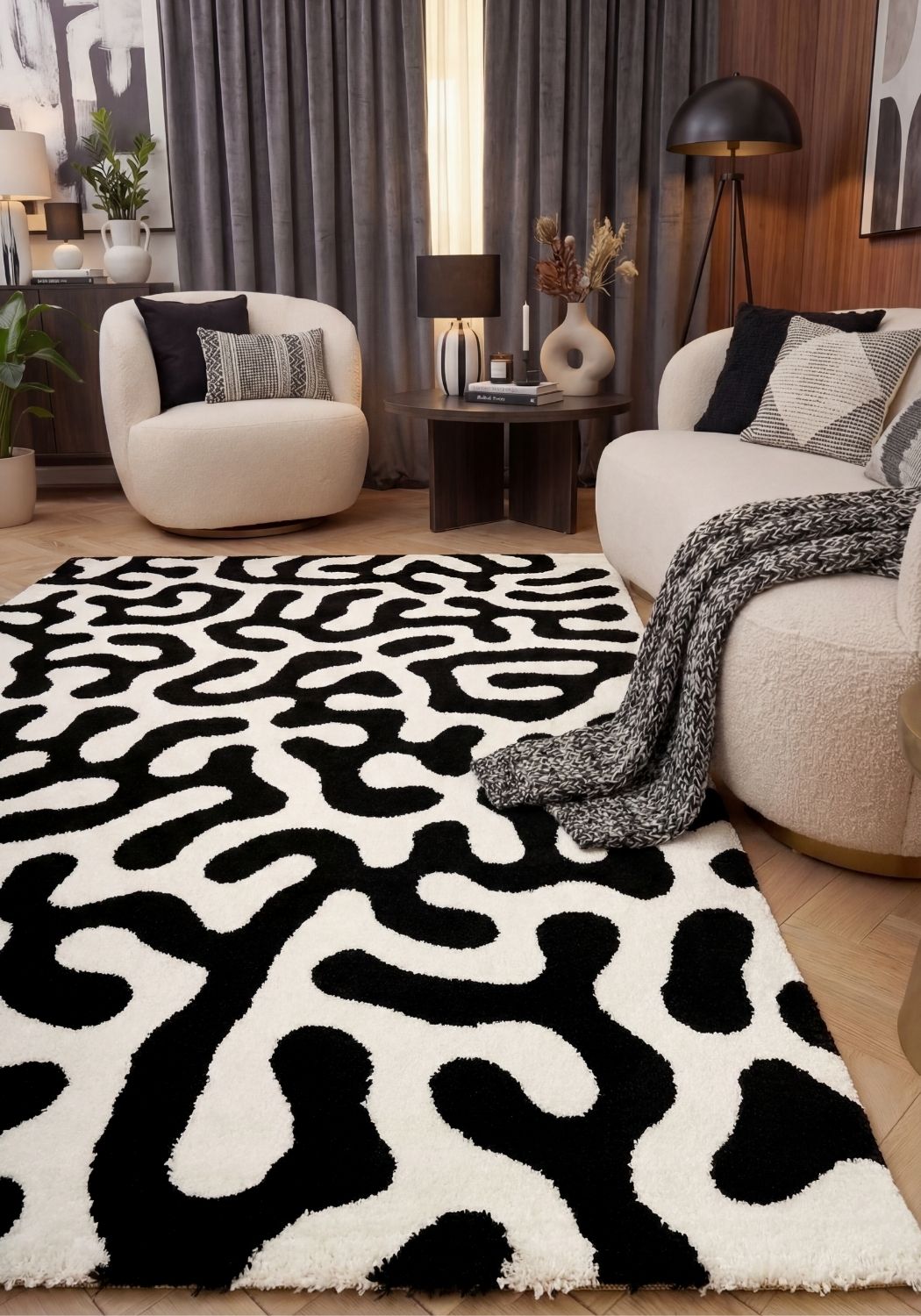 Joli Doodle Black & White Rug