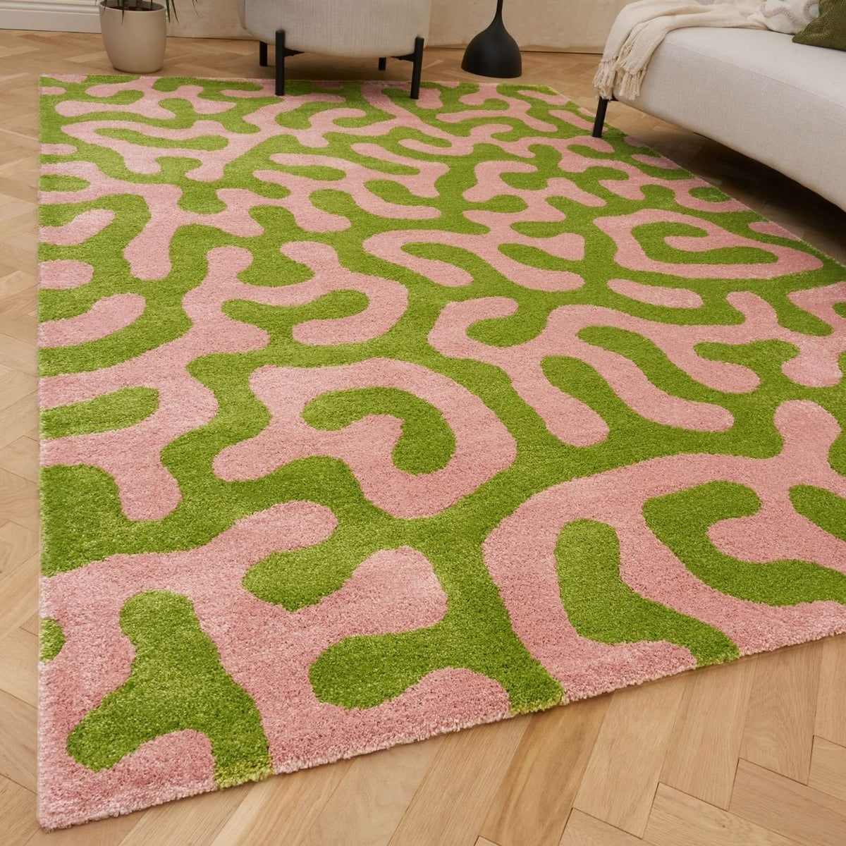 Joli Doodle Green & Pink Rug