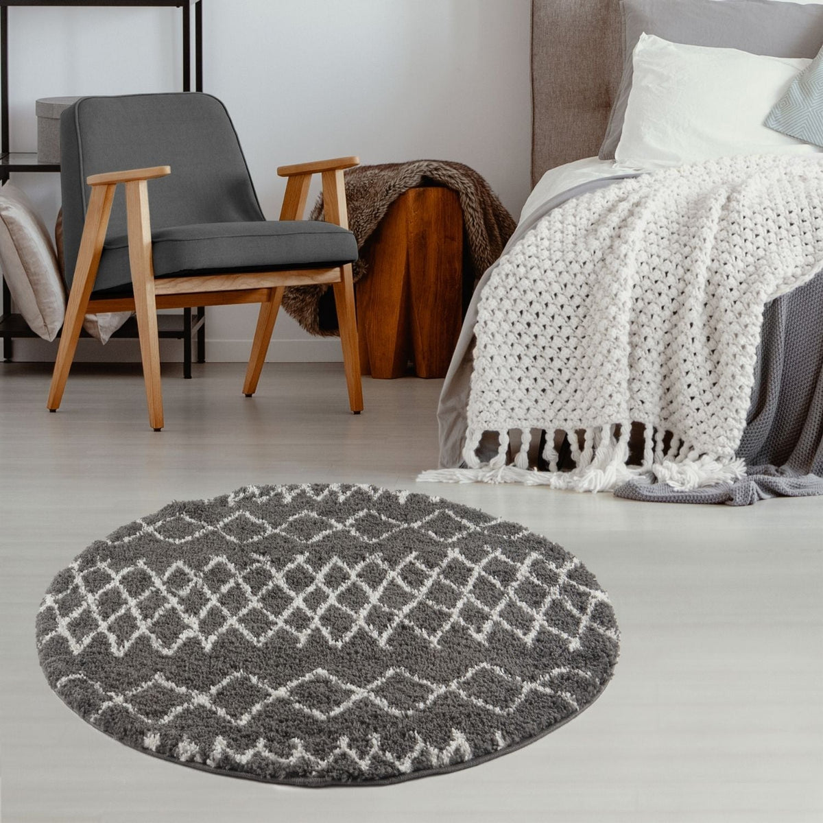 Moroccan Dark Grey Shaggy Rug | 940