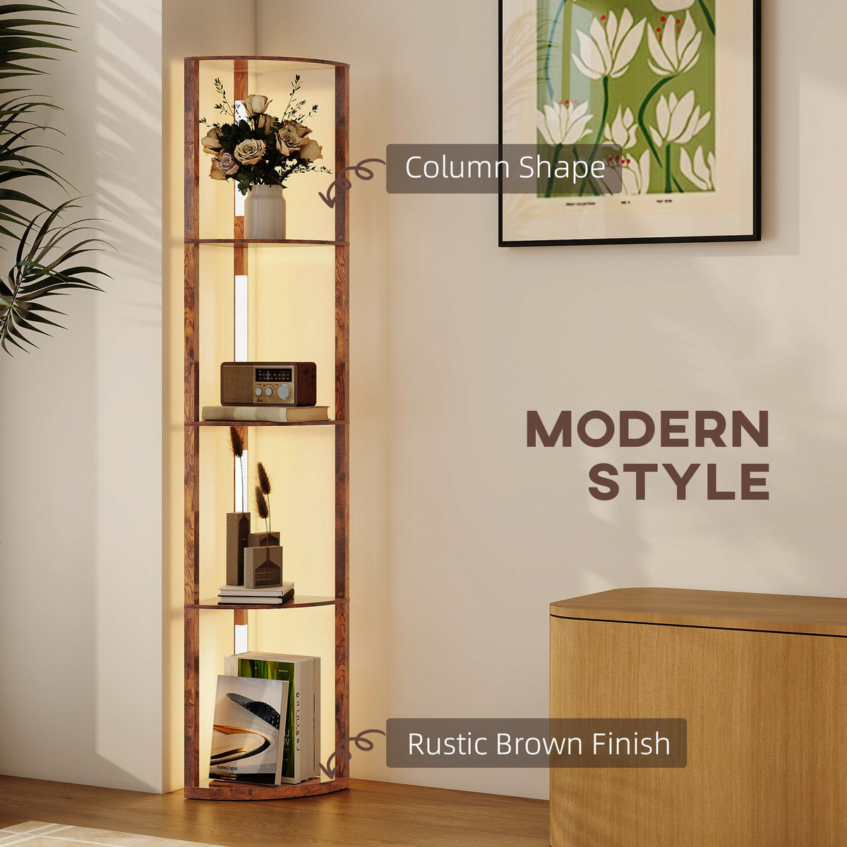 HOMCOM Three-Tier Corner Floor Lamp