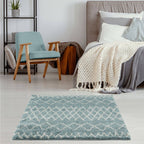 Moroccan Duck Egg Blue Shaggy Rug | 950
