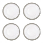 Set of Four 33cm Dia Embossed Charger Plates with Silver Rim | Ida