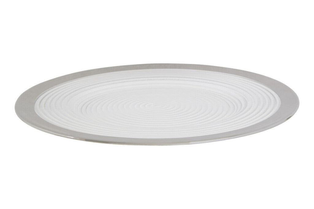 Set of Four 33cm Dia Embossed Charger Plates with Silver Rim | Ida