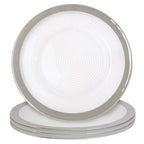 Set of Four 33cm Dia Embossed Charger Plates with Silver Rim | Ida