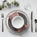 Set of Four 33cm Dia Embossed Charger Plates with Silver Rim | Ida