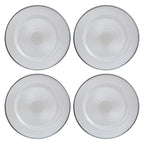 Set of Four 33cm Dia Embossed White Glass Charger Plates | Ida