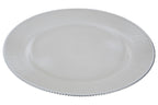 Set of Four 33cm Dia Embossed White Glass Charger Plates | Ida