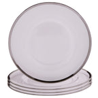 Set of Four 33cm Dia Plain Charger Plates with Silver Rims | Ida