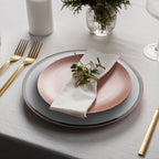 Set of Four 33cm Dia Plain Charger Plates with Silver Rims | Ida
