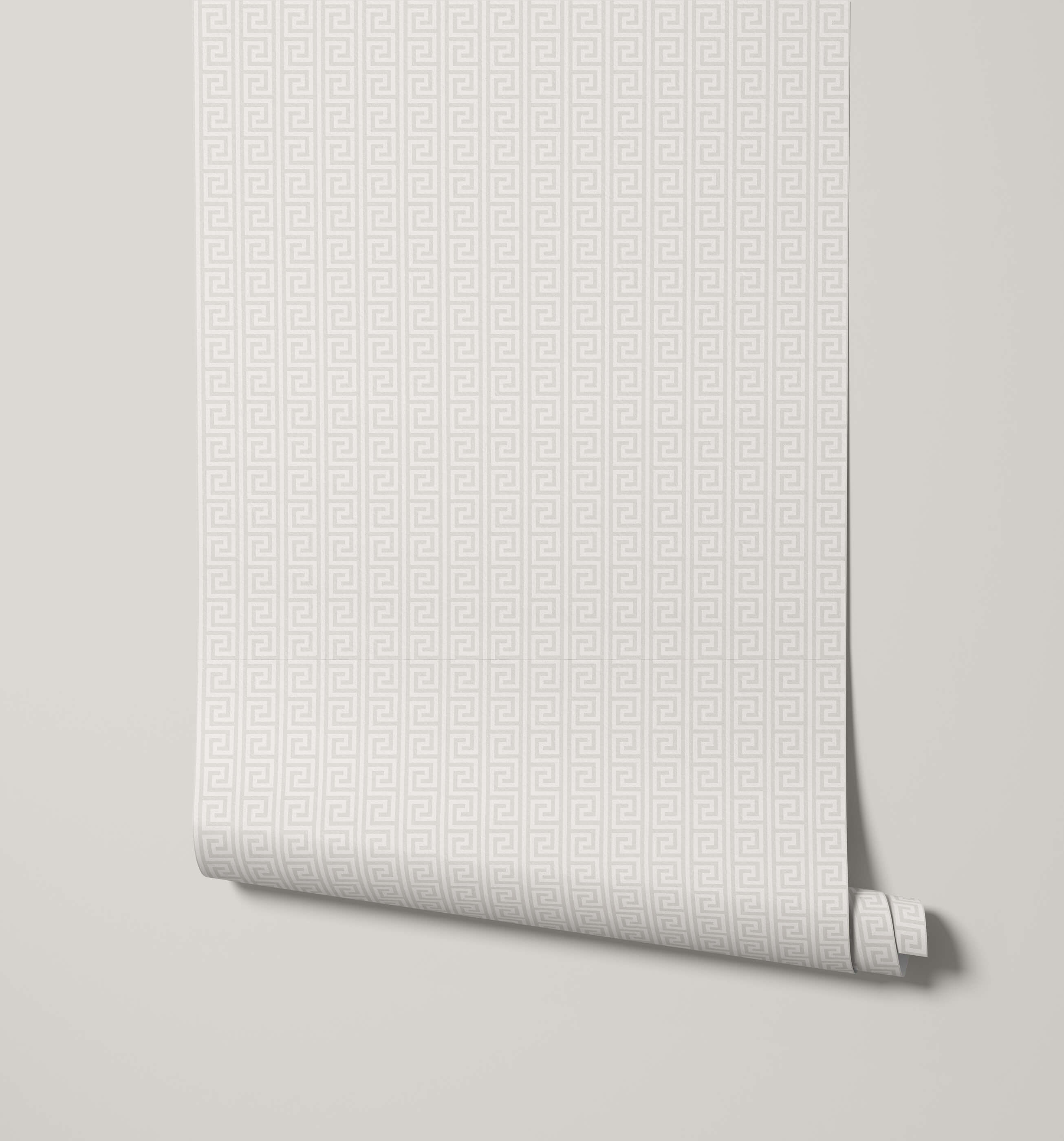 Roll of textured white wallpaper on a light gray background