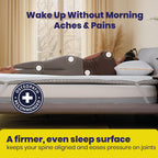 Person lying on a mattress with text about waking up without morning aches and pains and being osteopath recommended.