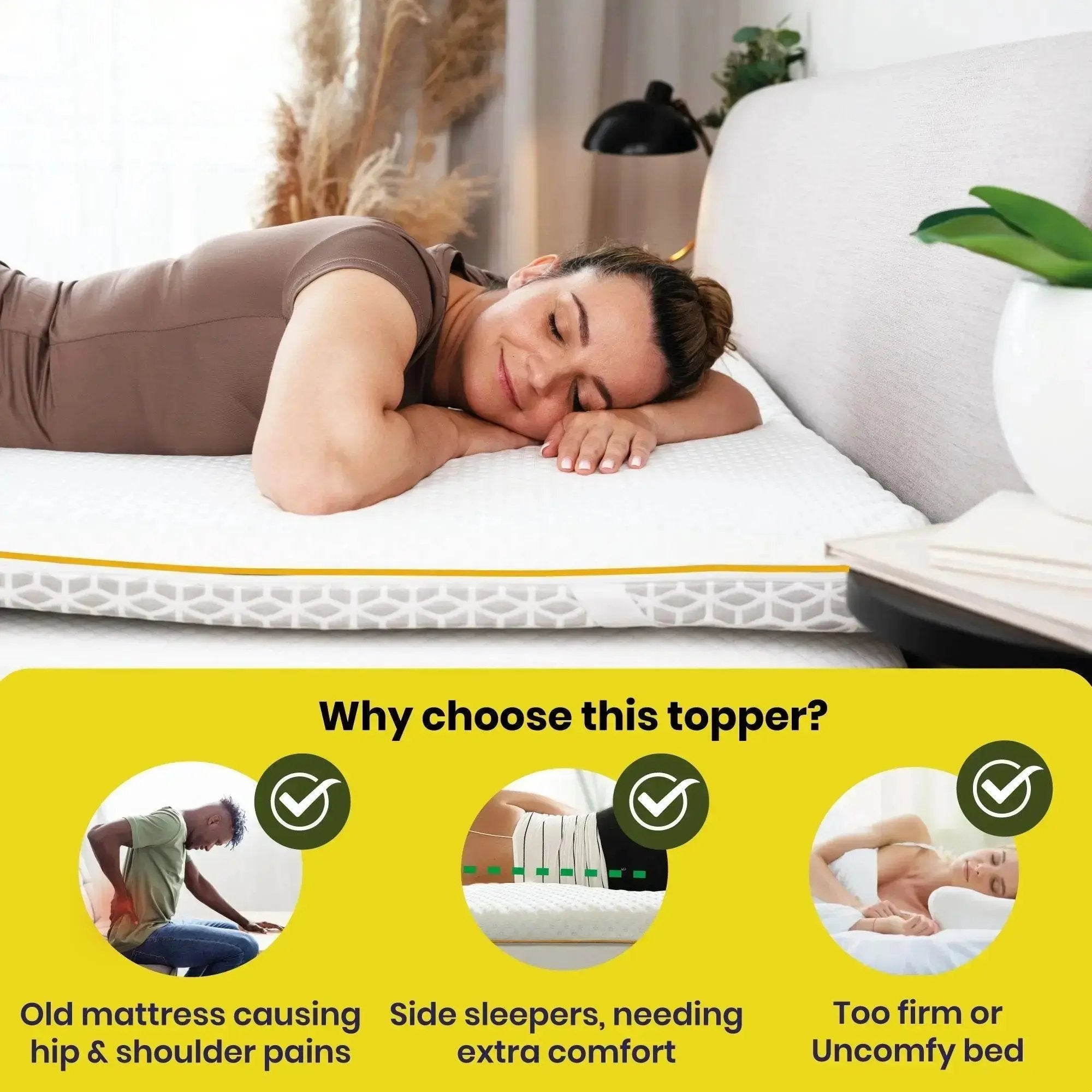 Brightr® Aurora Best Memory foam Mattress Topper for Back Pain, 5cm