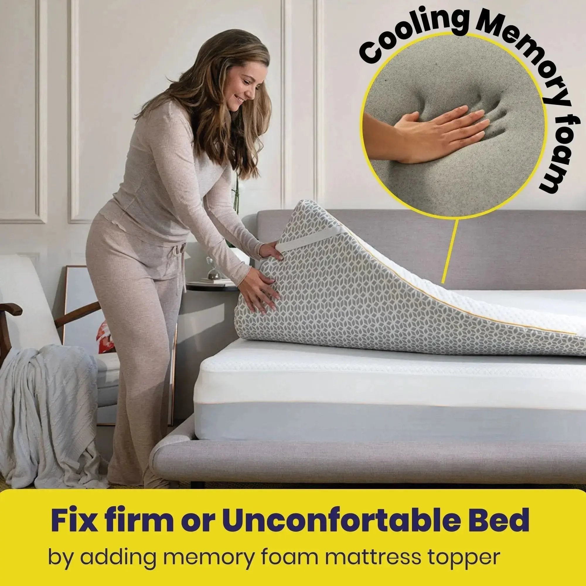 Brightr® Aurora Memory Foam Mattress Topper | Soft & Medium | 5 cm Reversible | Pressure Relief for Shoulder, Hip & Back Pain