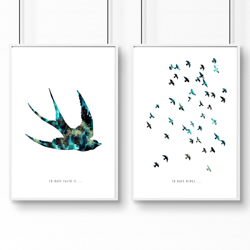 Hallway Prints – Set of 2 Flying Birds Wall Art
