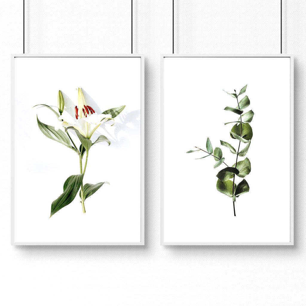 Art for the bathroom wall | set of 2 Floral wall art prints