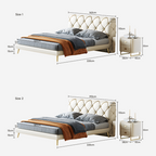 Bed with dimensions labeled on a white background