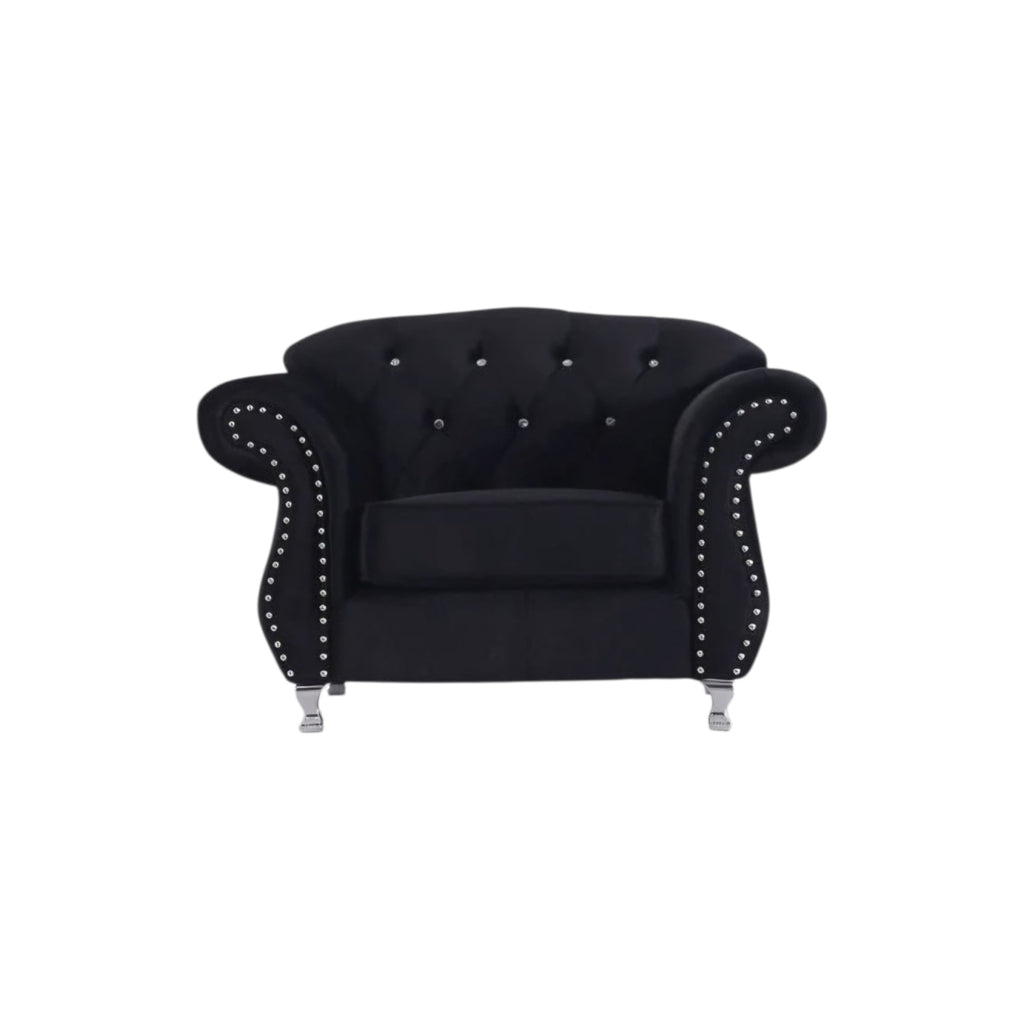 Luxury Chesterfield Velvet Sofa – Dark Grey & Black