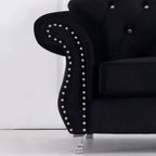 Luxury Chesterfield Velvet Sofa – Dark Grey & Black
