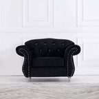 Luxury Chesterfield Velvet Sofa – Dark Grey & Black