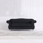 Luxury Chesterfield Velvet Sofa – Dark Grey & Black