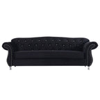 Luxury Chesterfield Velvet Sofa – Dark Grey & Black