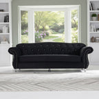 Luxury Chesterfield Velvet Sofa – Dark Grey & Black