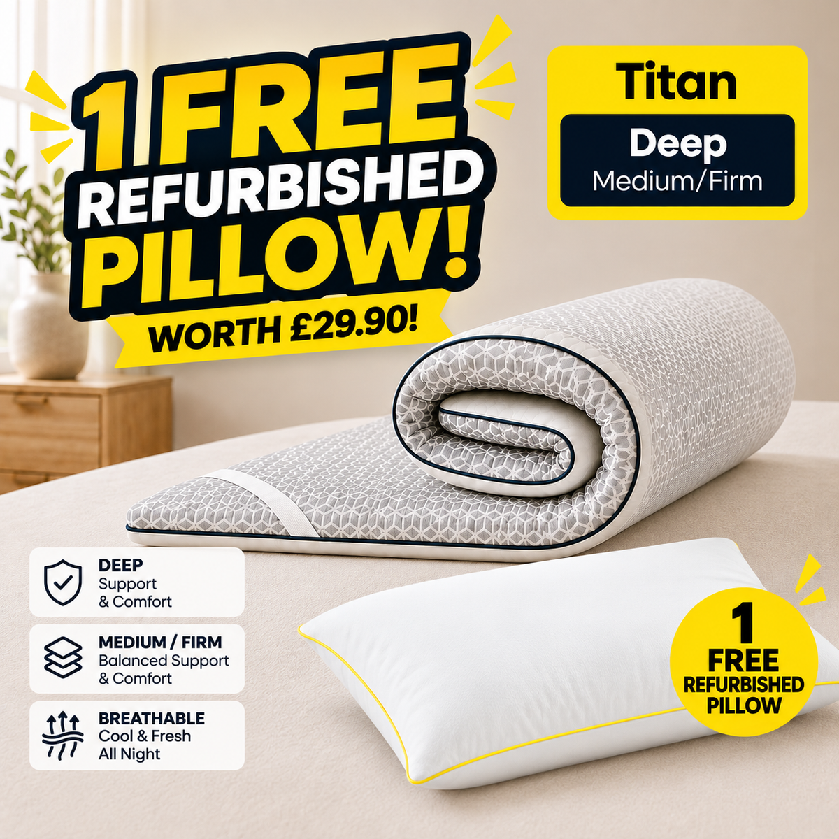 Brightr®  Titan Mattress Topper Refurbished