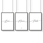 Set of 3 Bedroom Prints – Love Word Art for Walls