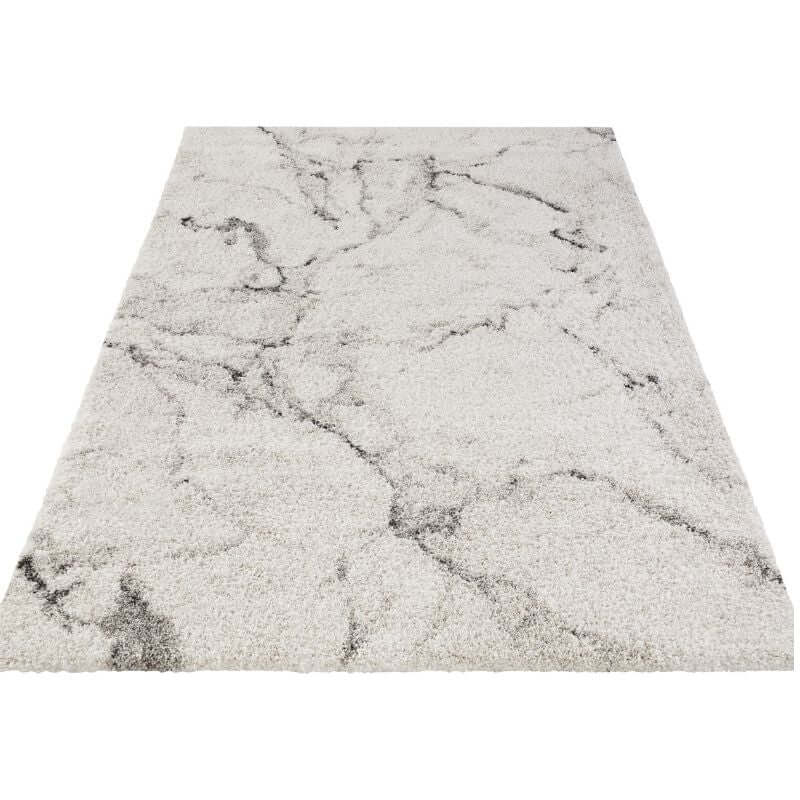 Deep-Pile Velour Abstract Rug Cream Colour