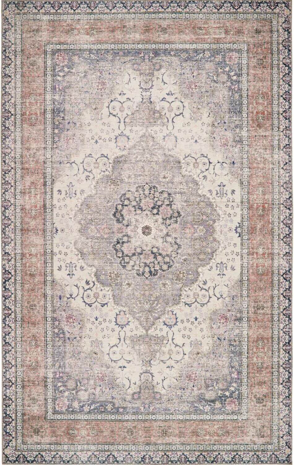 Decorative rug with intricate pattern and border