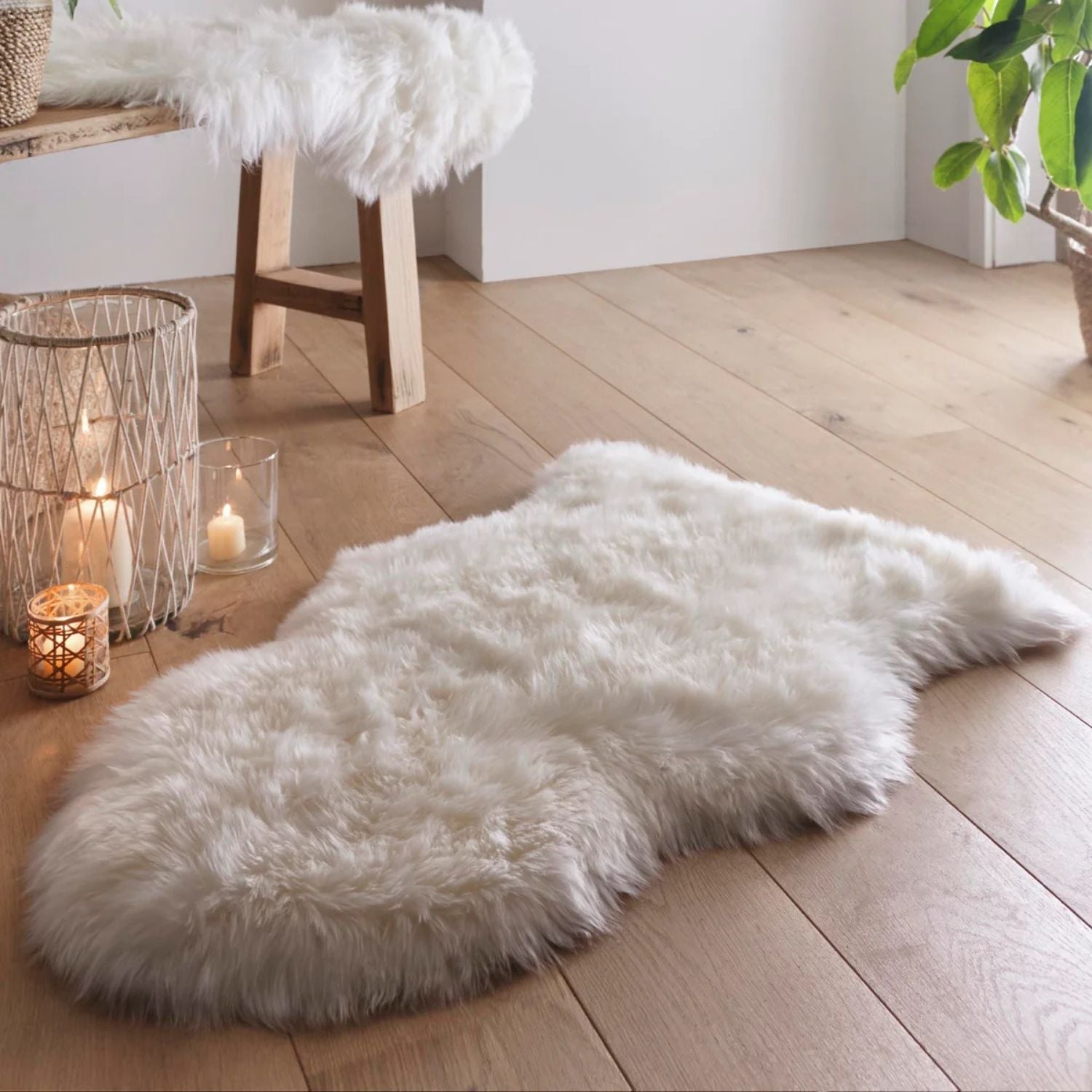 Genuine Natural Cream Sheepskin Faux Fur Rug