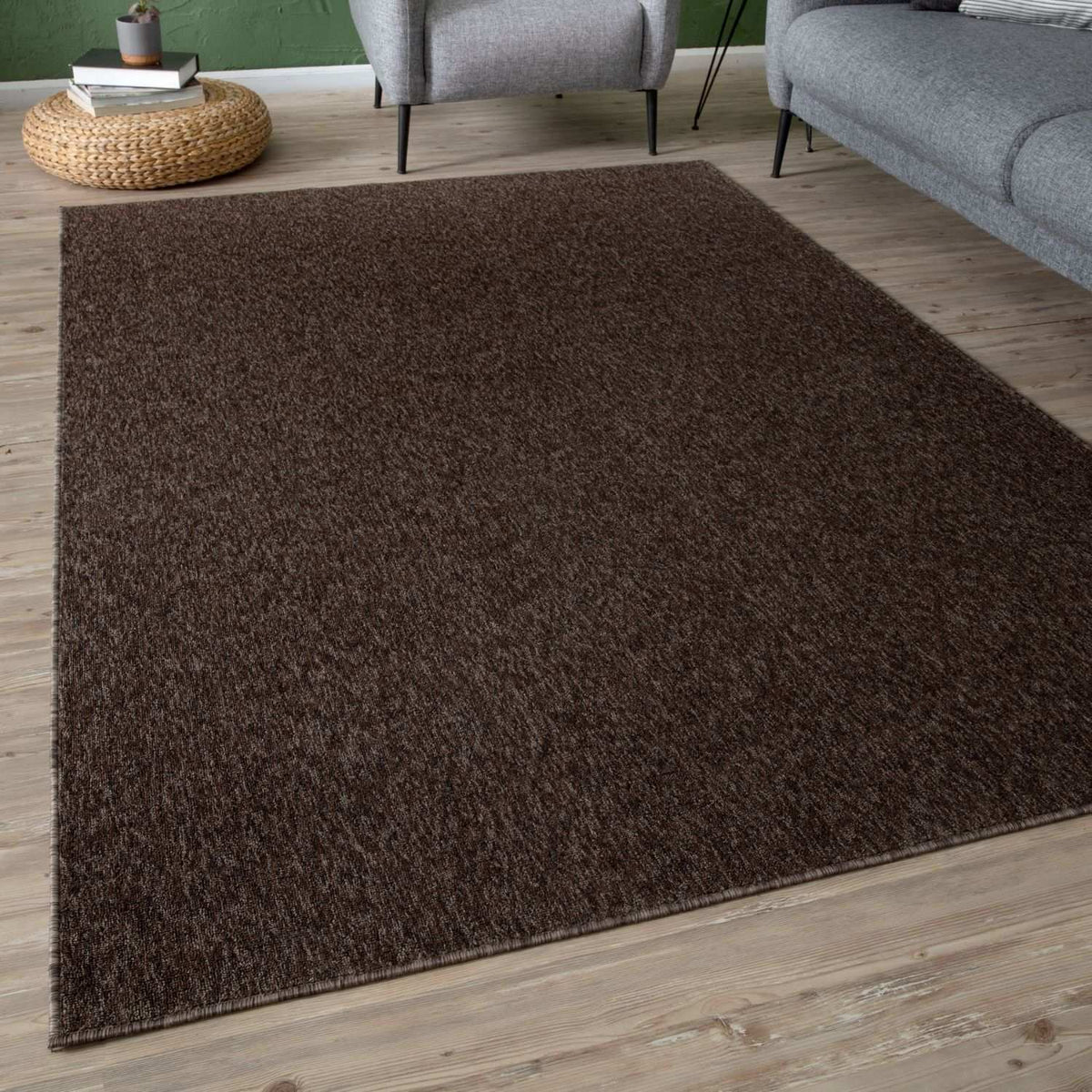 Flex Brown Low Pile Solid Rug